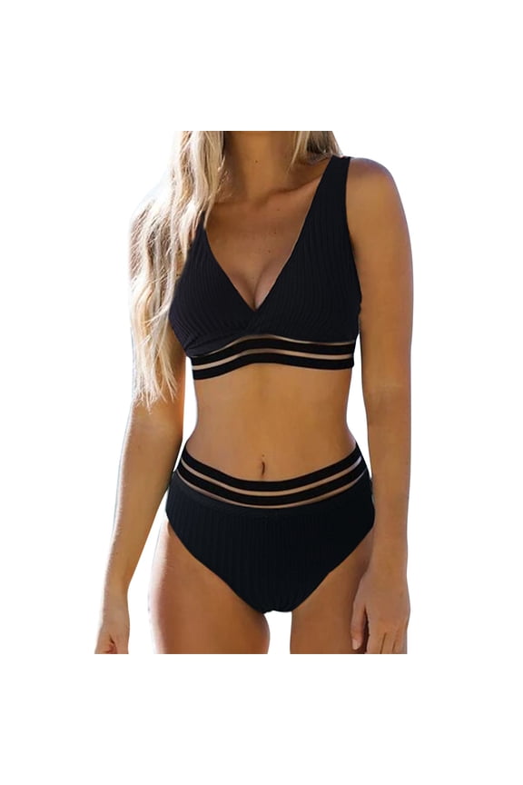 Womens Bikini Swimsuits Bikini Sets for Women Bathing Suit for Women High Waisted Bikini Two Piece Womens Bikini Swimsuits Black,M