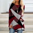thumbnail image 2 of IROINID Long Sleeve Tops Lounge Socket Geometry Épargne des Femmes Imprimés des Hauts Ronds, du Vin, 2 of 6