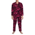 thumbnail image 3 of Daiia Burgundy Tie Dye for Men's Long-Sleeved Pajama Set – Soft & Comfortable Sleepwear Button-Up Pajamas Cozy Lounge Wear-Large, 3 of 7
