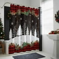 thumbnail image 4 of Shower Curtain 72"W x 72"L Christmas Winter Pine Trees Snowflakes Wood Grain Fabric Shower Curtains Set with Hooks Water Repellent Bathroom Curtains Machine Washable Bathroom Accessories, 4 of 7