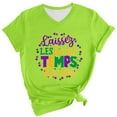 thumbnail image 2 of BOOMILK Mardi Gras Shirts for Women Casual Letter Graphic Tees V Neck Short Sleeve T-shirt Gift Summer Tops Plus Size, 2 of 5