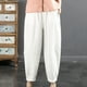thumbnail image 5 of Pantalones harem cortos de talla grande - Pantalones de lino de cintura alta con parches de encaje, 5 of 8