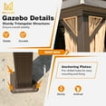 thumbnail image 5 of Hommow 14' x 20' Hardtop Gazebo Galvanized Steel Outdoor Canopy Aluminum Frame Brown, 5 of 7
