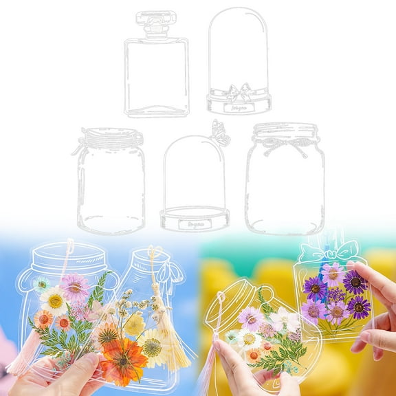 GBAYXJ 20PC Large Size Bookmark Flower Page Clips Bookmarks Children Handmade DIY Transparent Flower Page Glass Bottle Wishing Bottle Sticker
