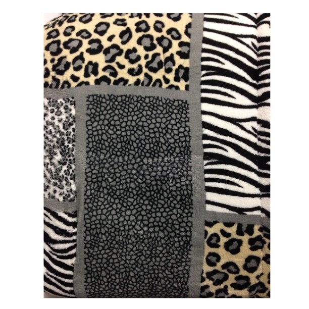 WPM Queen Animal print Blanket Sumptuously Soft Plush Faux Fur sherpa