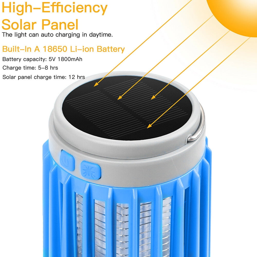 LNKOO Mosquito Killer Lamp, 3-in-1 Rechargeable Solar & USB Powered Bug Zapper, IP66 Waterproof Hanging Camping Lantern, Portable Insect Fly Pest Trap for Indoor Outdoor Backyard Patio Traveling