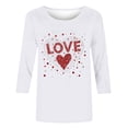 thumbnail image 5 of VKOYWKM Womens 3/4 Sleeve Tops Valentines Day Shirts Love Heart Print Tees Casual Crew Neck Holiday Tops Classic Romantic Valentine Cute Clothes, 5 of 5