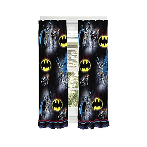 Franco Kids Room Window Curtain Panels with Tie Backs, 82" x 63", Batman