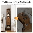 thumbnail image 3 of GODPAW Set of 2 Tall Narrow End Tables with Drawers, 7.8" Wide, Open Shelf and Fluted Panels, 43" H, for Small Spaces, 3 of 6