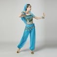thumbnail image 3 of Eltusu Girls Belly Dance Sets, Elastic Waist Shows Sleeveless Performance Kids Dancewear Sets Sky Blue Size 11-13 T, 3 of 6