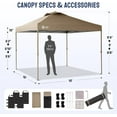 thumbnail image 4 of CROWN SHADES 10'x10' Pop Up Gazebo with Mosquito Netting Outdoor Canopy Tent for Patio, Yard, Wheeled Storage Bag Beige, 4 of 7