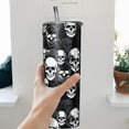 thumbnail image 2 of Skull Tumbler 20 oz Travel Skull Coffee Mug Skull Mug Stainless Steel Insulated Skinny Tumblers with Lid and Straw Skull Lover Gifts for Women, 2 of 6