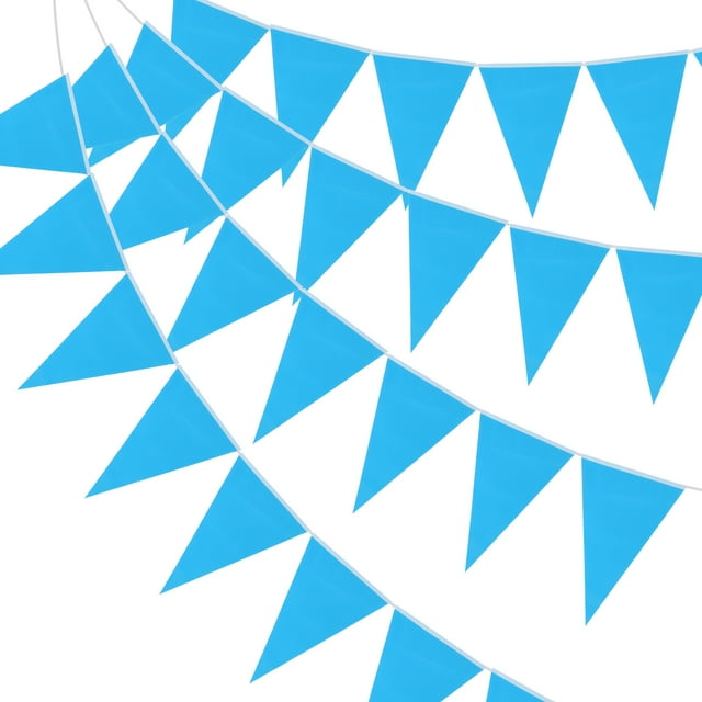 Banderas de banderines Uxcell de 100 pies, cuerdas colgantes triangulares, banderas DIY para fiestas, azules, 60 Pcs