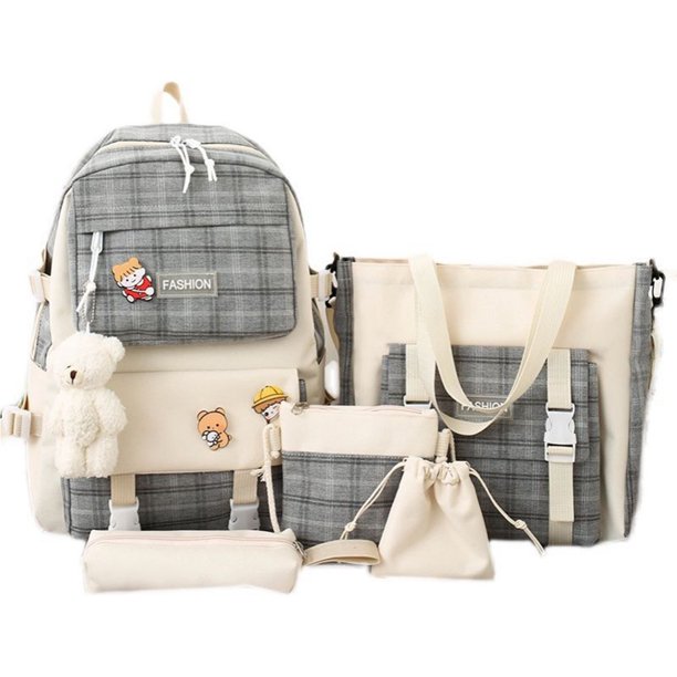 Mochila Para NiñAs, 5 Uds., Mochila, Bolsos De Hombro Con Colgante