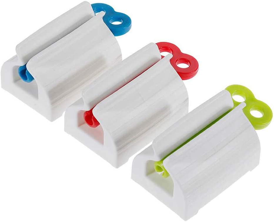 PETSBURG Perfect Easy queeze Toothpaste Holder Roller,Rolling Tube Toothpaste Squeezer Toothpaste Seat Holder Stand Rotate Toothpaste Dispenser Reds