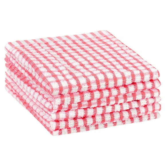 REGALWOVEN 6 Paquete de Paños de Cocina de Algodón con Diseño de Cuadros Finos Rosa 11" x 16"