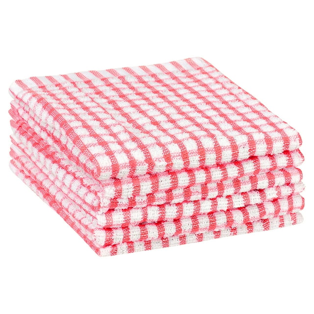 REGALWOVEN 6 Paquete de Paños de Cocina de Algodón con Diseño de Cuadros Finos Rosa 11" x 16"