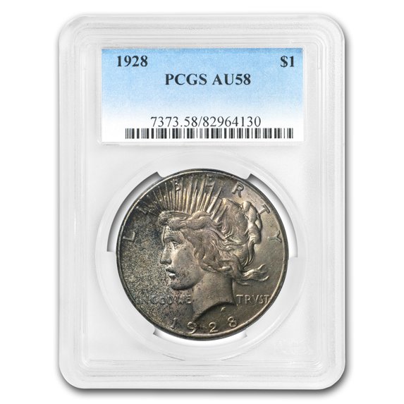 1928 Peace Dollar AU-58 PCGS (Toned)