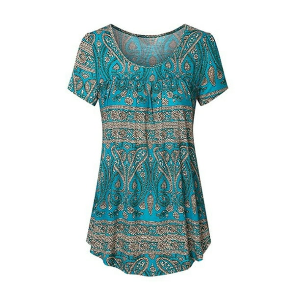 Guardurnaity Camisetas casuales de cuello de verano para mujer, camiseta holgada con estampado único, camiseta S-XL 2021, camiseta de manga corta a Prendas para la parte del cuerpo azul L Guardurnaity AP001627-11