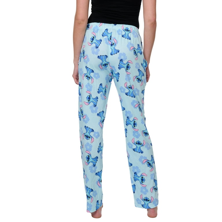 Disney Stitch Lounge Pajama Cotton Pants Hibiscus Flowers Womens