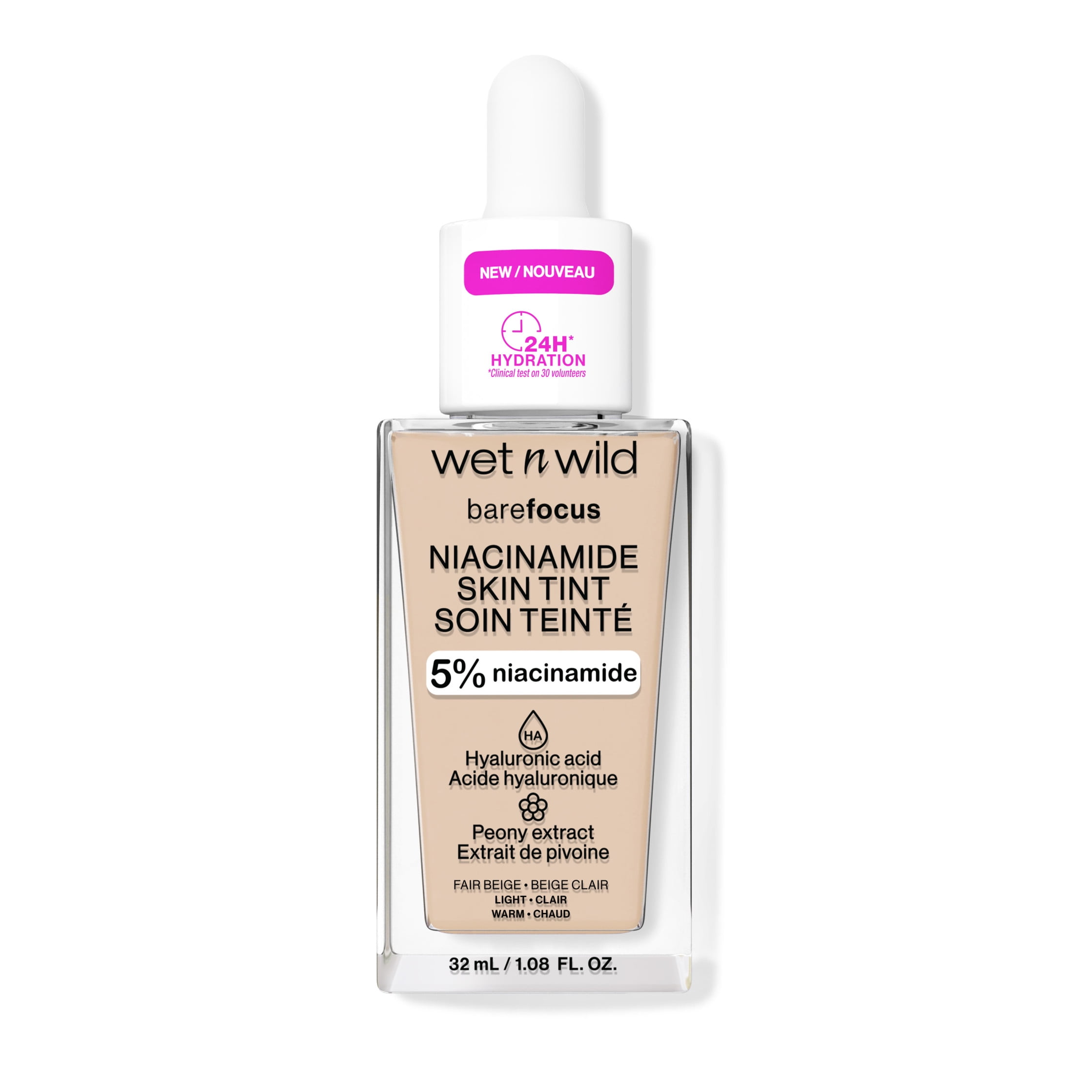 Wet n Wild Bare Focus Skin Tint - 5% Niacinamide Enriched Lightweight Foundation - Fair Beige