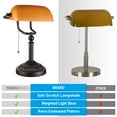 thumbnail image 4 of 2 Pack Bankers Desk Lamp, Yellow Glass Shade, Vintage Desk Lamp With Pull Chain Switch, 4 of 7