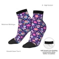 thumbnail image 6 of Rateoe Skull Blue Flower Pattern Quarter Crew Socks,Toe Seamed Ankle Socks,Cotton Cushioned Breathable Athletic Crew Sports Socks, 6 of 7