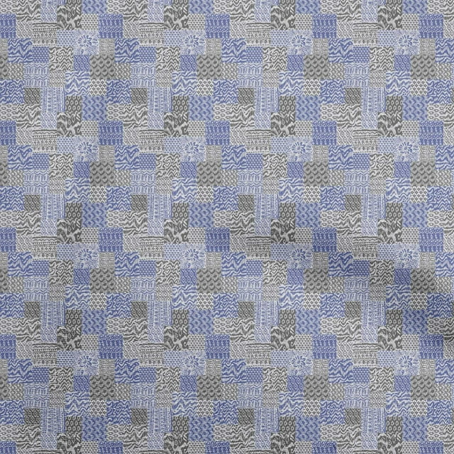 oneOone Rayon Medium Blue Fabric Mix Ikat Sewing Material Print Fabric By The Yard 56 Inch Wide