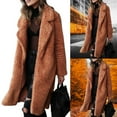thumbnail image 2 of Aellinatey Women's Fuzzy Fleece Jackets Lapel Open Front Long Cardigan Coat Winter Outwear, 2 of 15