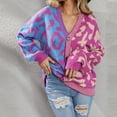thumbnail image 2 of Arlun Women's Color Block Leopard Print Button down Long Sleeve Cardigan Sweaters Loose Fit Lightweight Soft Cozy Outwear 2025 Fall Winter Clothes for Women Purple XL, 2 of 8