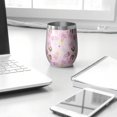 thumbnail image 3 of 12oz Stemless Wine Tumblers Princess Castle Pattern Vacuum Insulated Stainless Steel Travel Tumbler Cups Mug with Lid and Straw for Champaign,Cocktail,Beer with Cleaning Brush, 3 of 5