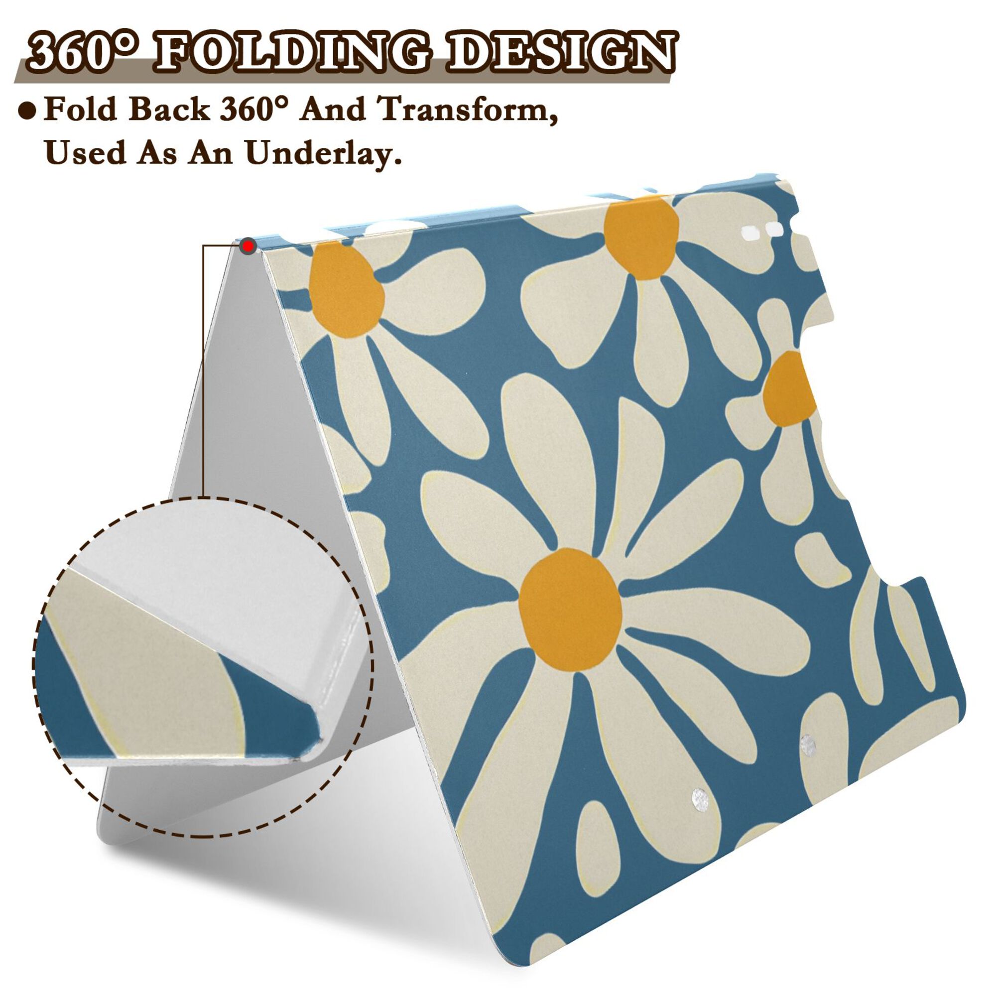 FORMRS A4 Clipboard Folder with Pen Holder Horizontal Foldable School Office Binder, Whimsy Daisy Pattern