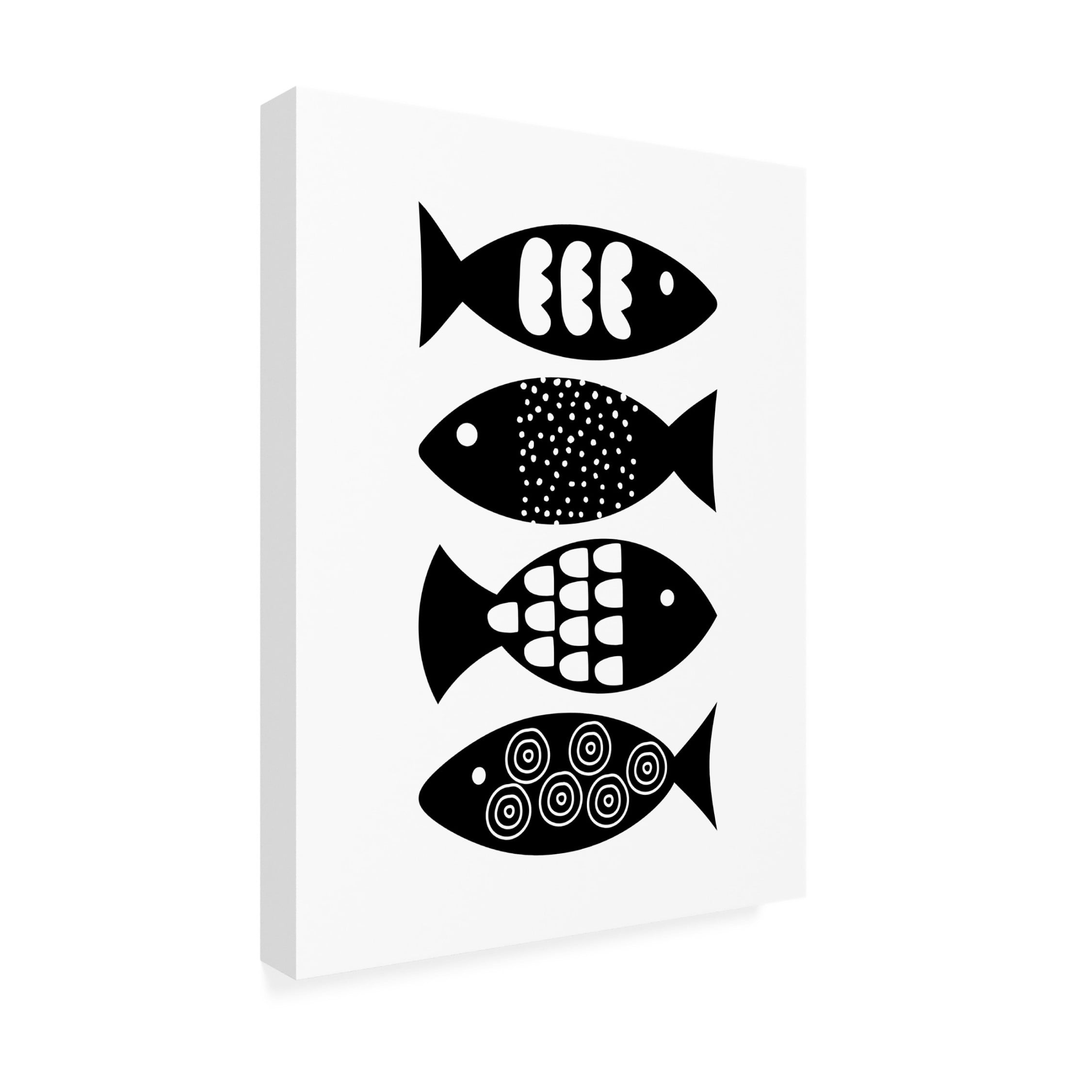 Canvas Wall Art - Tom Quartermaine 'Scandinavian Black and White Abstract Fish' Wall Art for Living Room, Bedroom, or Office Décor by Trademark Fine Art - 14 x 19 Inches