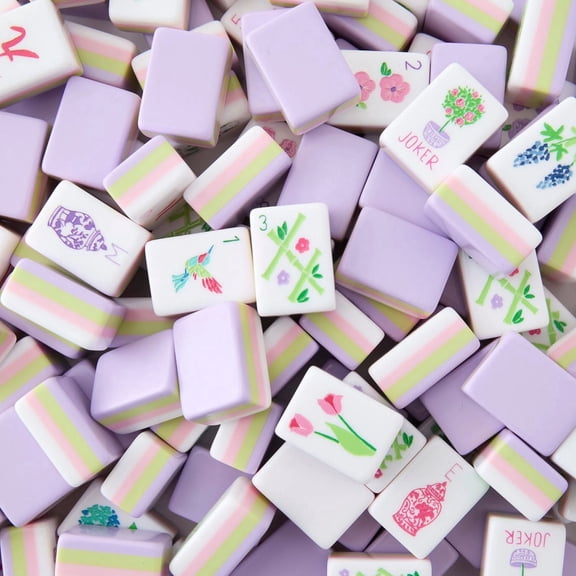 Light Purple Engraved American Mahjong Tiles Gift Set for Home Use Perfect for Mahjong FUN and Majiang Party