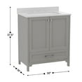 thumbnail image 5 of BizChair 30 Inch Bathroom Vanity with Sink, Storage Cabinet with Soft Close Doors and Bottom Drawer, Carrara Marble Finish Countertop, Gray, 5 of 12