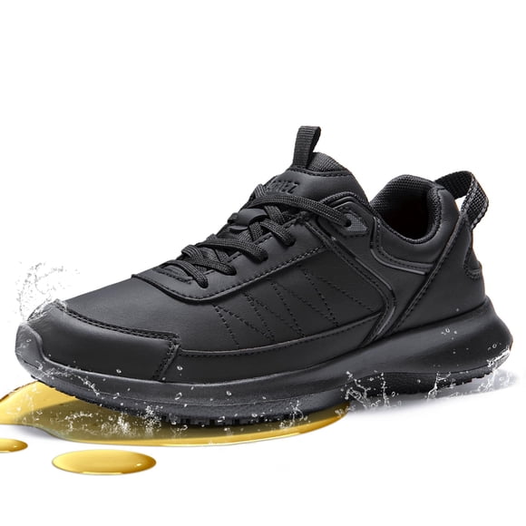 SPIEZ Chaussures Antidérapantes pour Femmes - Chaussures de Service Alimentaire Certifiées SRC Résistantes à l'Huile avec Soutien de la Voûte Plantaire Noir US6-10