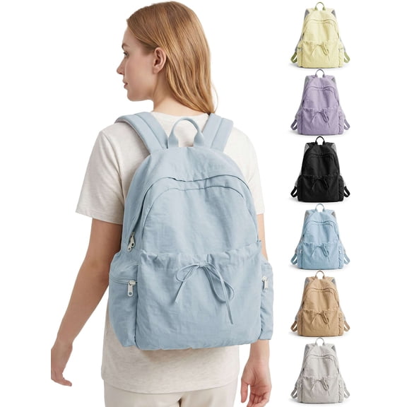 Spencer Laptop Backpack Nylon Backpack Purse for Women, Casual Lightweight Daypack Travel Bag with 14 inch Laptop Compartment