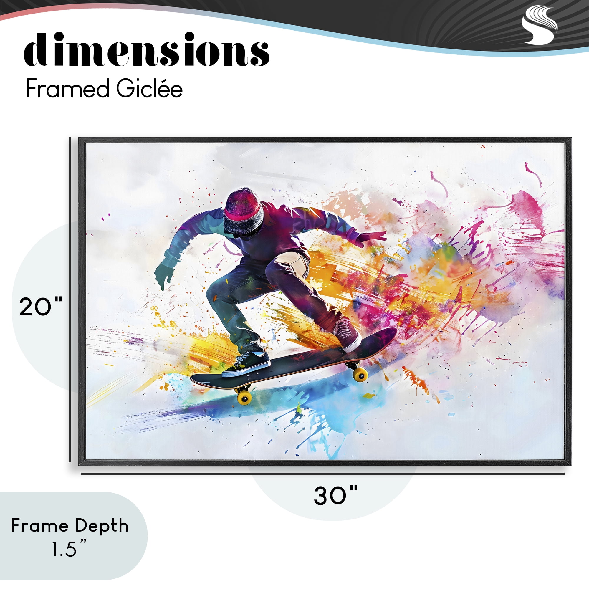 Stupell Industries Skateboarder in Motion Black Framed Giclee Art, design by Creative Studio