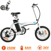 Generic 16 In. Folding Electric Bicycle with Removable Large Capacity Battery (36V 250W), Electric Commuter Bicycle for Adult 3 Working Modes (White)