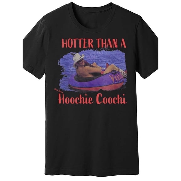 Mens Hotter Than a Hoochie Graphic T-Shirt - Black Cotton, Short Sleeve, Casual Summer Wear, Machine Washable 100% Cotton, Crew neck t-shirt, Graphic T-Shirts, Vintage Print, black Work