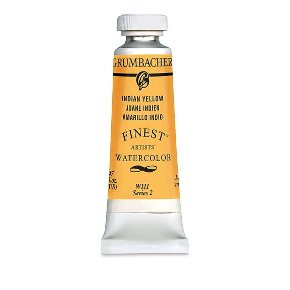 Grumbacher Finest Watercolor Paint, Indian Yellow, 14 ml/0.47 oz. Tube