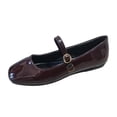 thumbnail image 2 of ZunFeo Womens Patent Mary Jane Flats Square Toe Comfort Ballet Shoes Adjustable Strap Burgundy Casual & Work Shoes,Size 6, 2 of 6