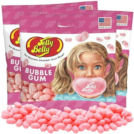 Jelly Belly Bubblegum Jelly Beans, Birthday Party Candy, Pack of 3, 3.5 Ounces per Bag