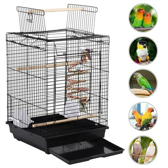 BFNAGB 23" Play Open Top Travel Bird Cage Carrier – Adventure-Ready for Canary Cockatiel Small Parrots with Secure Rides Playful Space and Easy Portability