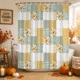 thumbnail image 2 of Yellow Green Checkered Floral Shower Curtain Set - Small 36" x 72" Washable Bathtub Curtain with 12 Hooks, Farmhouse Art Flowers Buffalo Waterproof Fabric Stall Shower Curtains for Bathroom Décor, 2 of 8