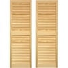 AWC Exterior Wood Window Shutters Louvered 15"wide x 47"high Unfinished, One Pair