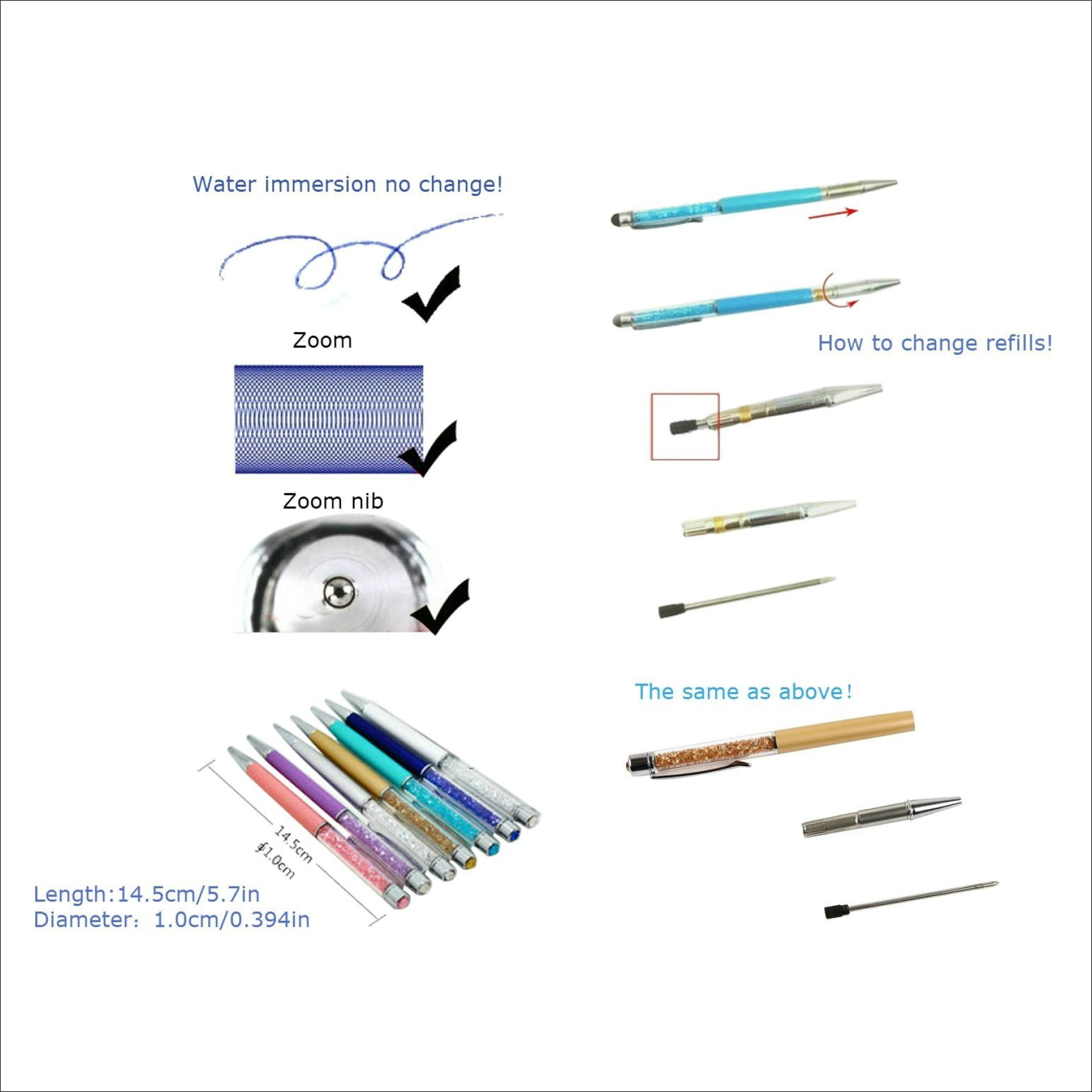 MengRan 3.2/'/' Ballpoint Pen Refills for Big Diamond//Crystal Pen and other Pens