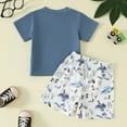 thumbnail image 5 of Sngxgn Baby Boy Summer Clothes Letter Contrast Short Sleeve T-shirt Top and Elastic Shorts 2 Pcs Set Toddler Infnat Outfit(Blue,18-24 Months), 5 of 9