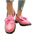 thumbnail image 5 of Bkhluea Women Patent Bow Chunky Platform Loafers Slip On Comfortable Footwear For Office Work Daily Casual Outdoor Activities, 5 of 7
