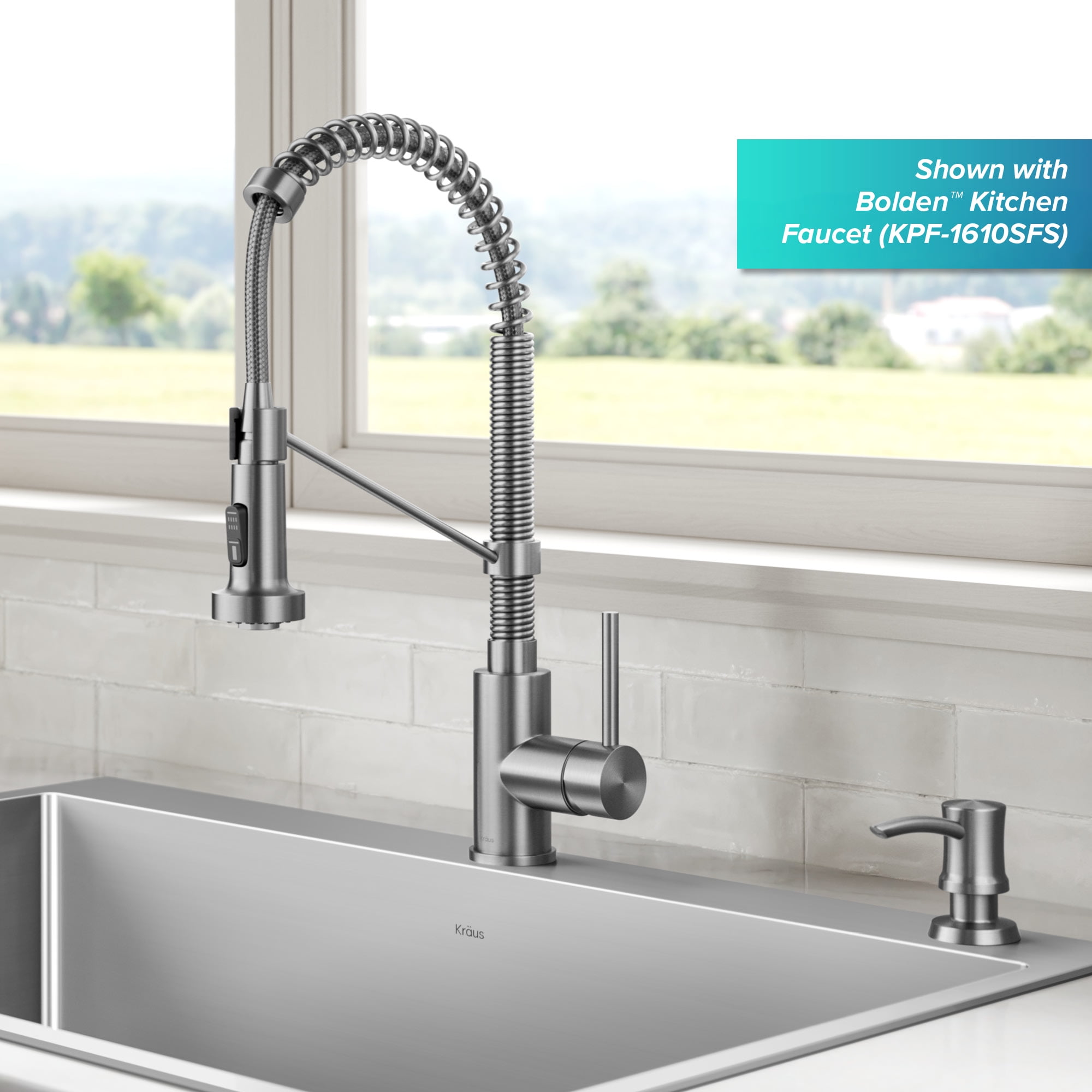 Kraus Brass Kitchen Soap and Lotion Dispenser in Spot-Free Stainless Steel